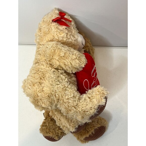 Valentine Teddy Bears Holding Heart Love You Couple Plush 12 Inch Stuffed Animal - Picture 9 of 13